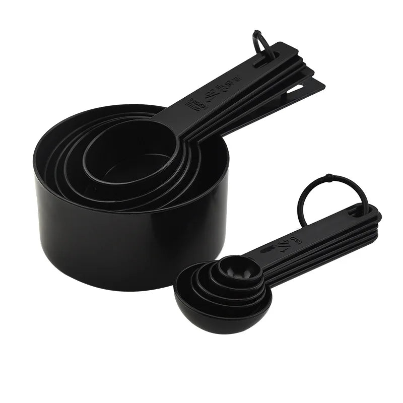 Plastic Measuring Cups and Spoons Set  10 PCS  Kitchen Accessories Engraved US Markings Stackable Measuring Tools