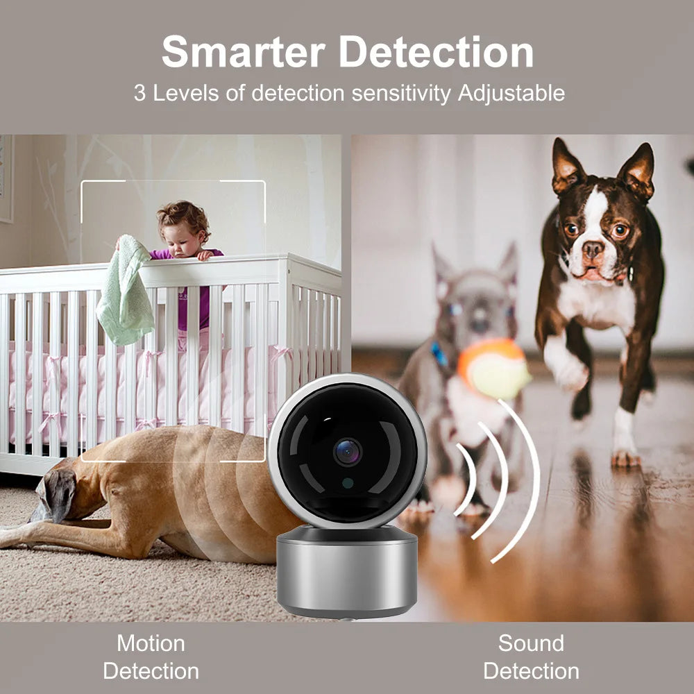 5MP WiFi Baby Monitor Security Camera, Tuya Smart Life APP, 355° PTZ Auto Tracking, IR Night Vision, 2-Way Audio Indoor IP Cam