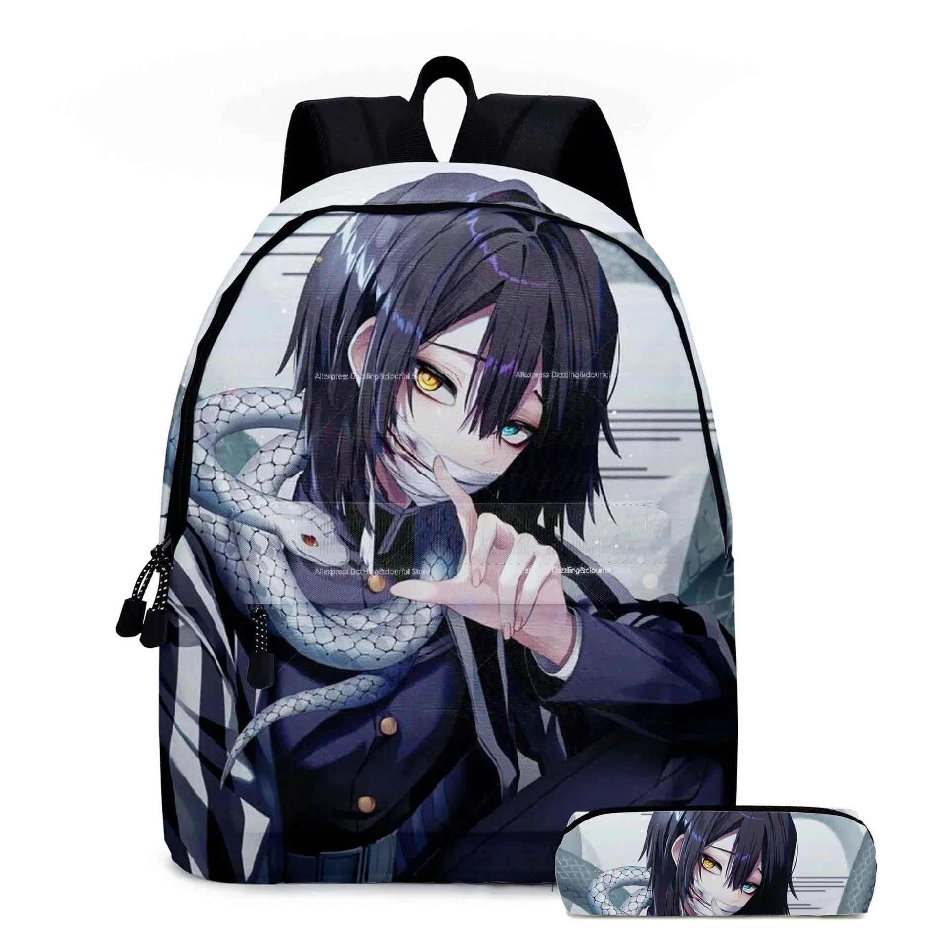Demon Slayer Nezuko Backpacks 2pcs Girls School Bags Kimetsu No Yaiba Kids Anime Bagpacks Female Male Bookbag Gifts