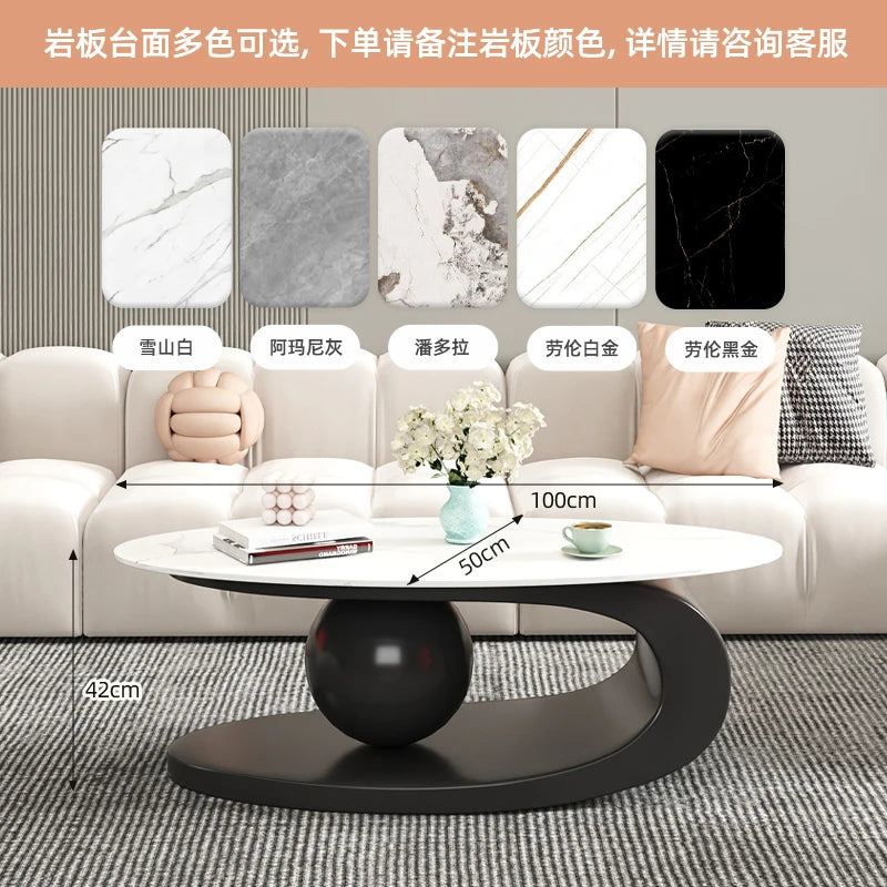 Aesthetic Oval Clear Coffee Tables Modern Design Metal Hotel White Nordic Coffee Table Living Room Low Mesa Furniture For Home