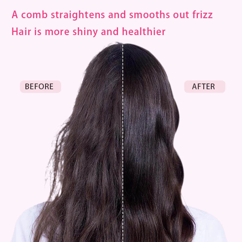 Negative Ion Hair Straightening Brush,360° Flexible Teeth,Fast Heat with 3 Adjustable Temperatures,Safe Anti-Scald Protection