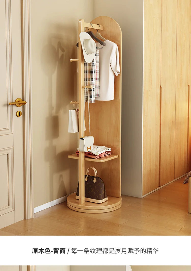 Solid wood full-body mirror floor mirror bedroom home rotatable full-length mirror hanging hanger integrated