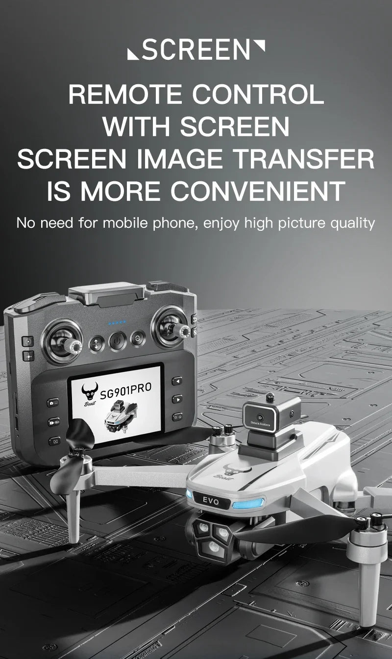 SG901MAX GPS Drone 8K Professional HD Dual Camera 5G WIFI With Screen 360°Obstacle Avoidance Brushless Foldable Quadcopter Drone