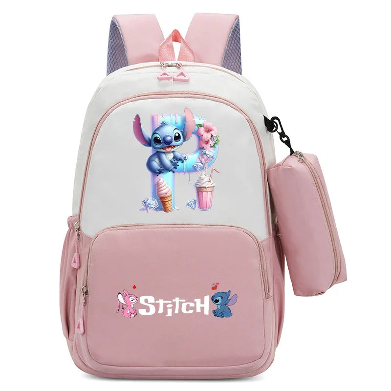 Stitch Disney Girls Schoolbag with Pencil Bags Women Travel Bag New Backpacks for Student Children Large Capacity Bookbag Gifts