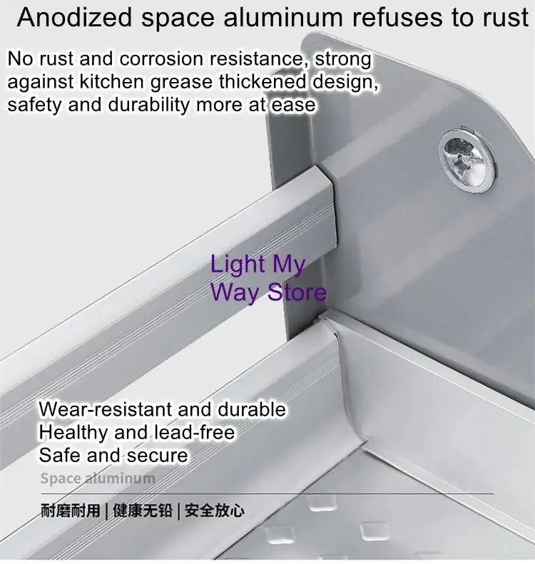 Stainless Steel Aluminum Alloy Hanging Lifting Basket Kitchen Pull-Down Cabinet Storage Rack