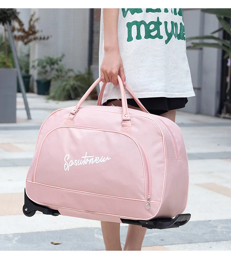 Travel Suitcase Trolley Bag with Wheels Large Capacity Luggage Bags Foldable Duffle Cabin Women Men Hand Luggage Carry On Bags