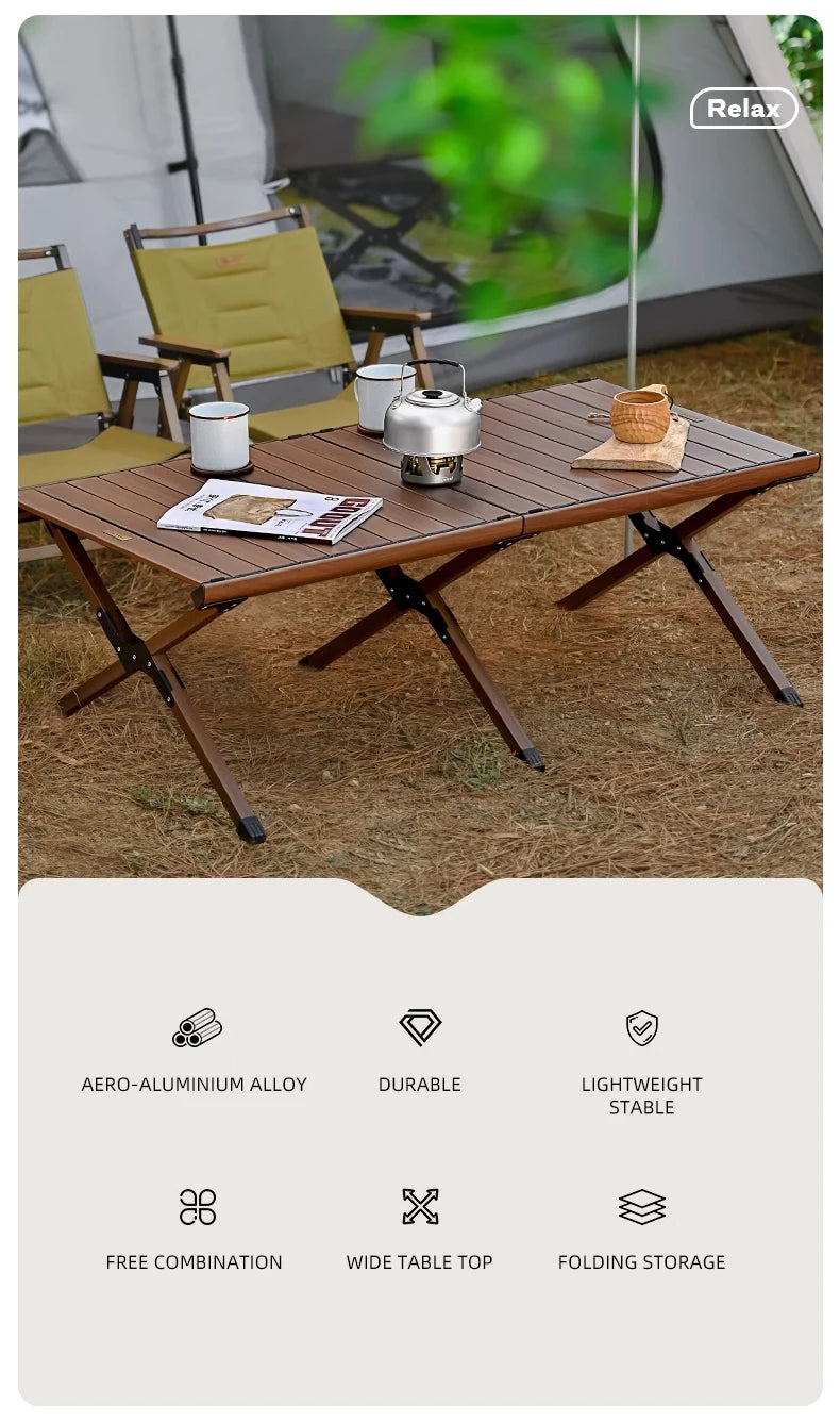 Outdoor Camping Folding multifunctional IGT Wood table Gas Stove Portable lightweight Camp BBQ Grill Table Picnic table