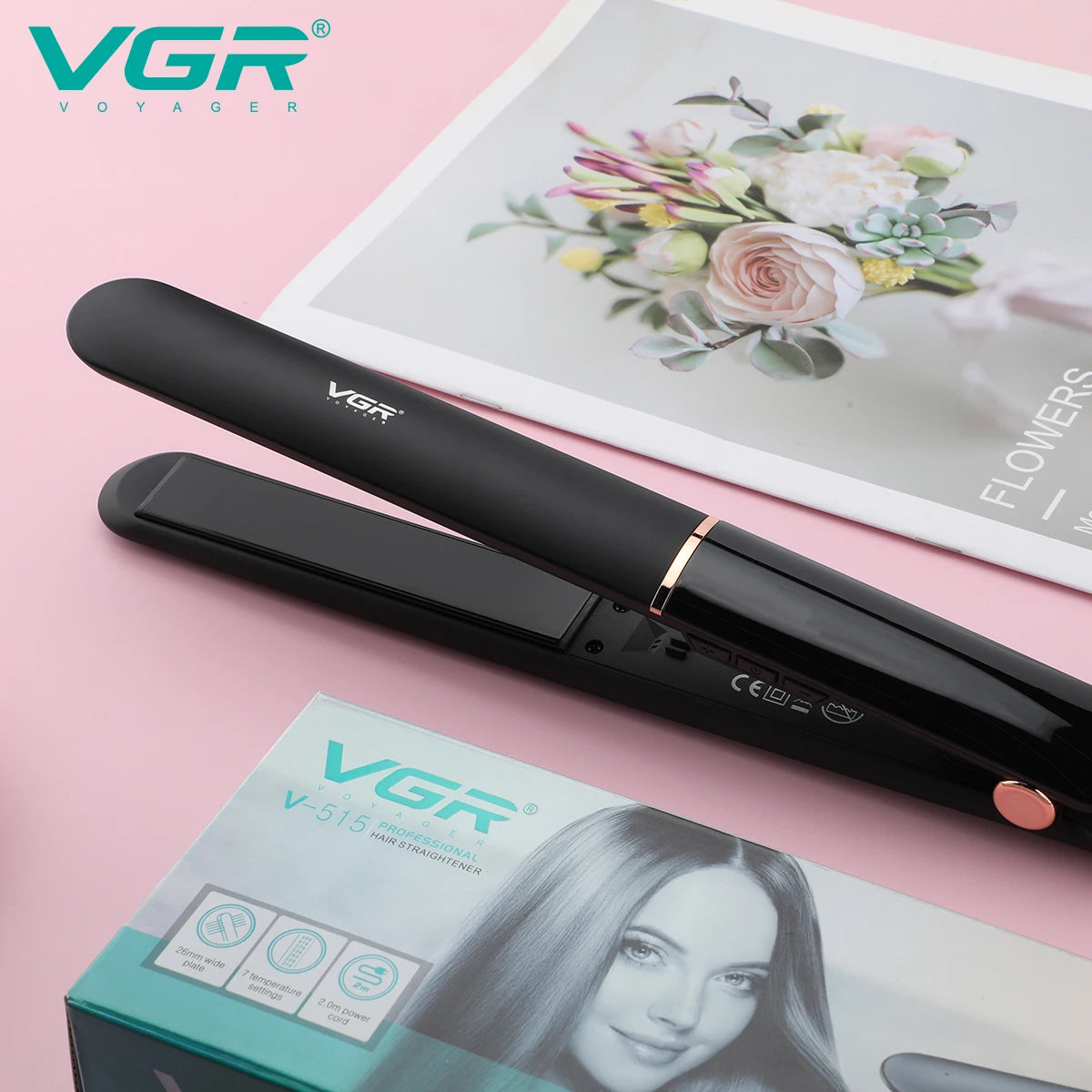 VGR Electric Hair Brushes Ceramics Curling Iron Black Dryer And Straightening Brush Hair Styling Brush 45