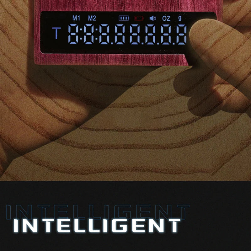 MUVNA Mini Digital Wood scale, Professional Electronic Coffee Scale for Espresso/Hand Drip Coffee 0.1g of high-precision, 2kg