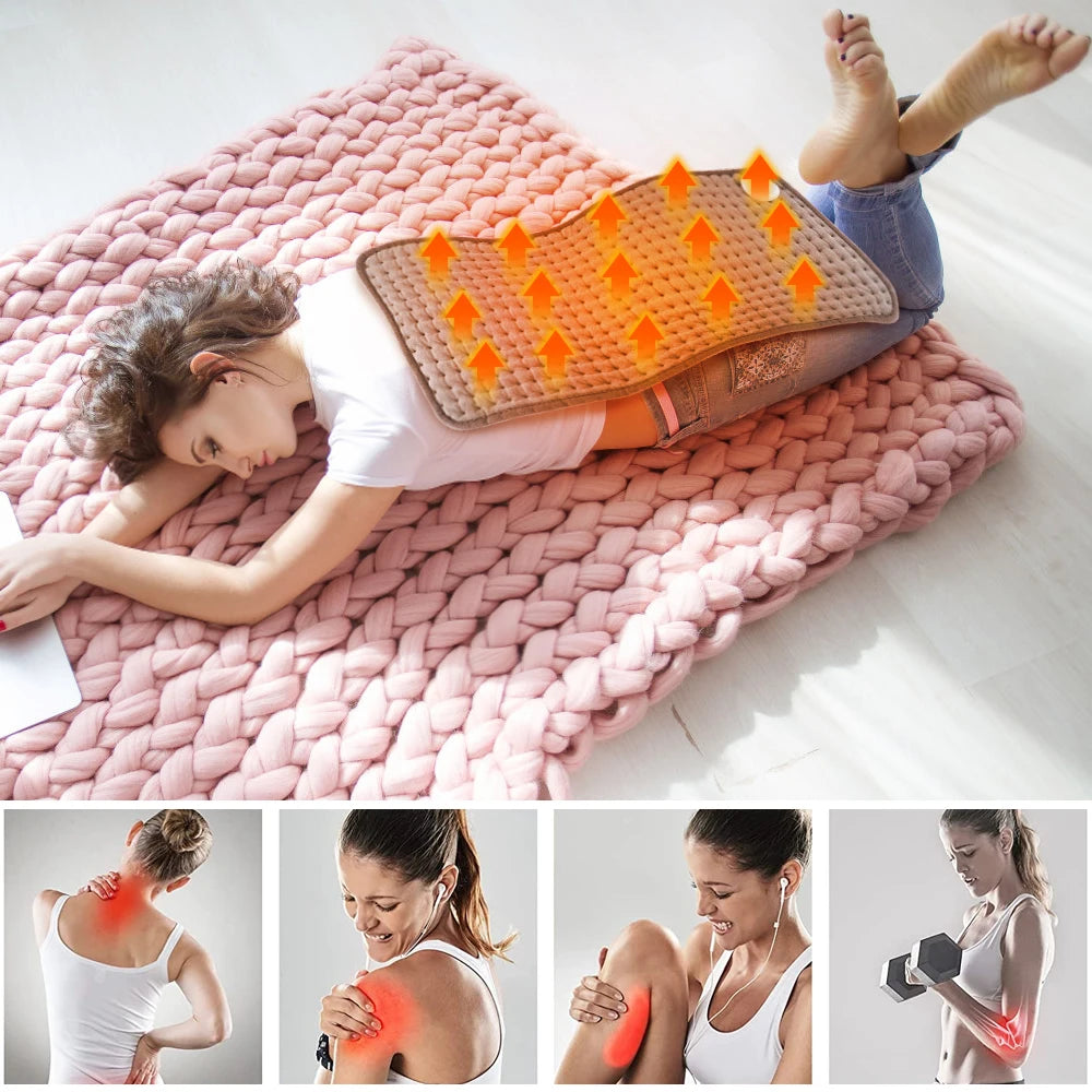 Electric Heating Pad Massager Therapy for Body Abdomen Back Pain Relief Winter Warmer Blanket Thermal Massage Mat 30*59cm