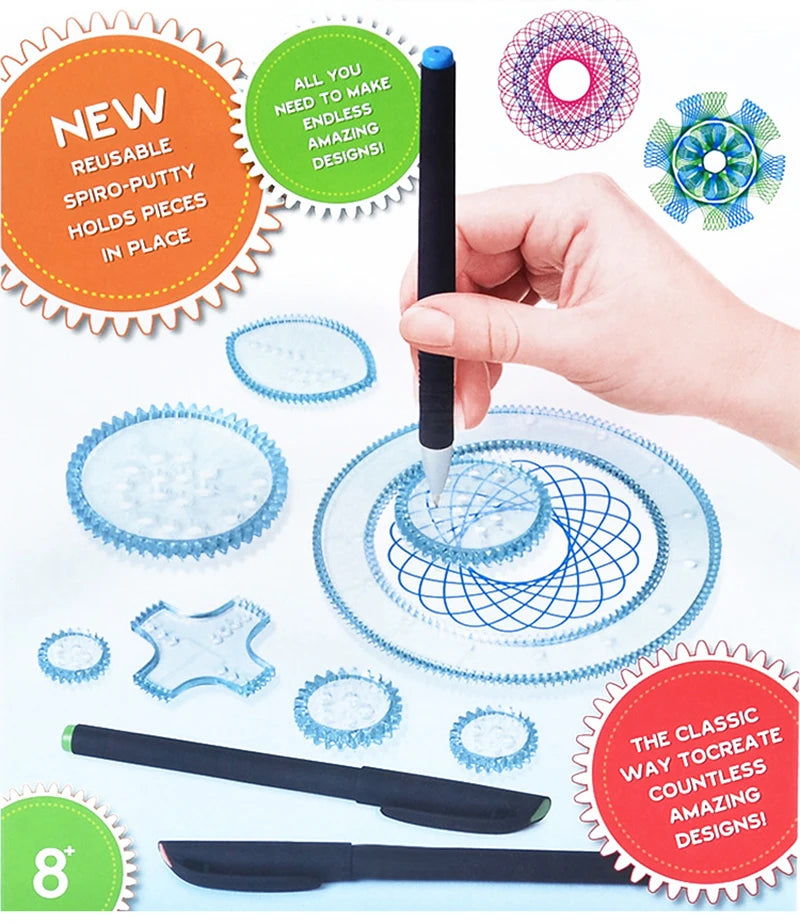 22pcs Spirograph Spiral Art Drawing Kit The Classic Way to Make Countless Amazing Designs For Kids Drawing Rulers Toys Set