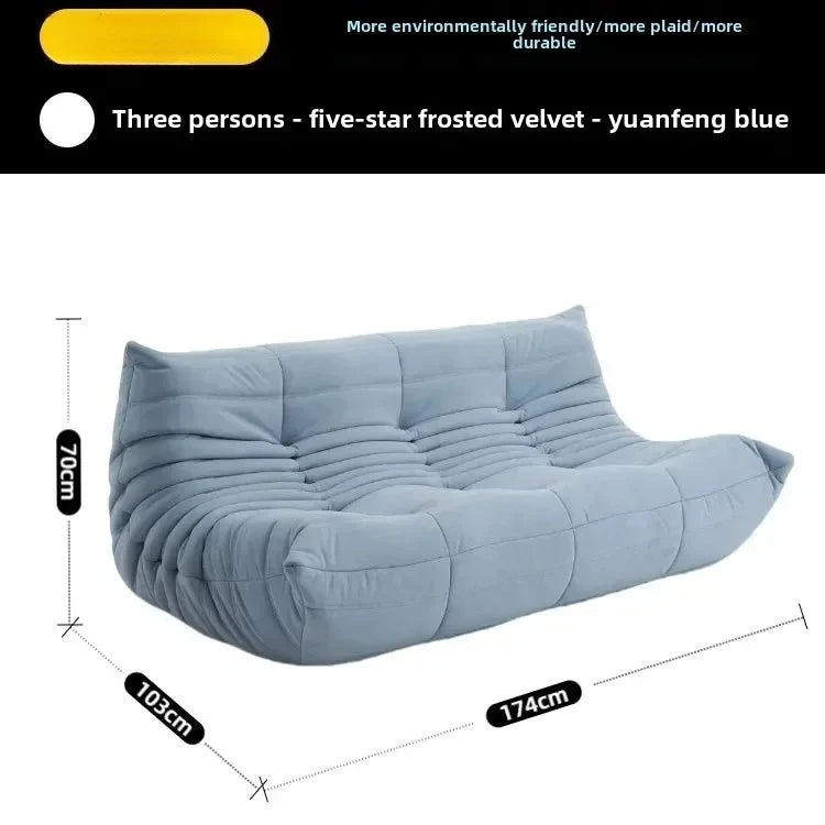 Fashion Freehand Space Original First Layer Cowhide Three-person Italian Minimalist Togo Caterpillar Lazy Sofa Lazy Sofa