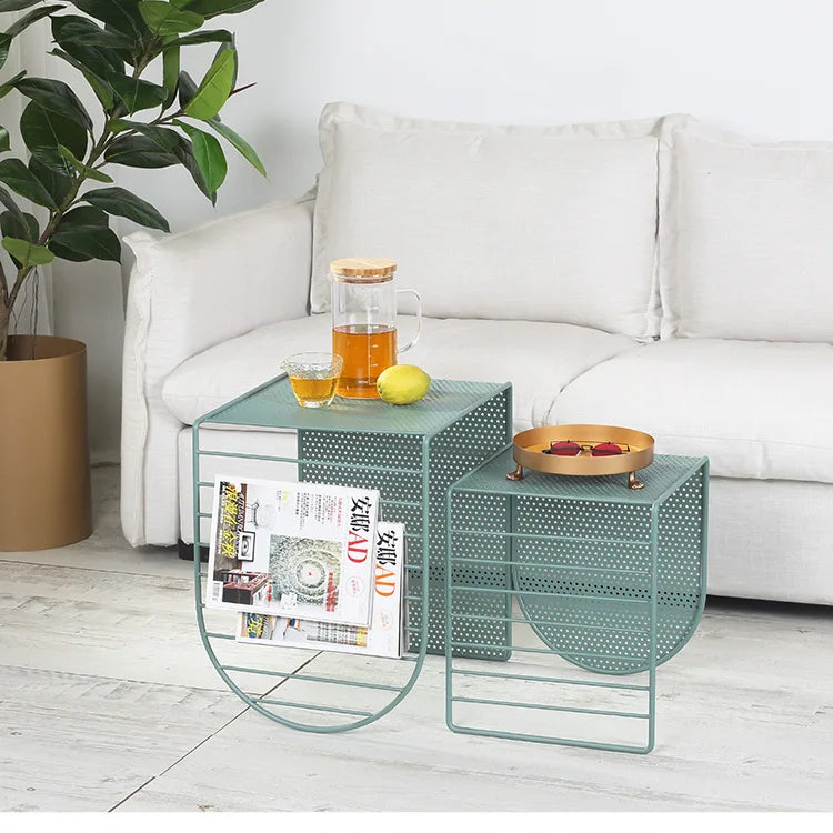 Nordic Multifunctional Wrought Iron Sofa Coffee Table Home Living Room Furniture TV Cabinet Combination Coffee Table Decoration