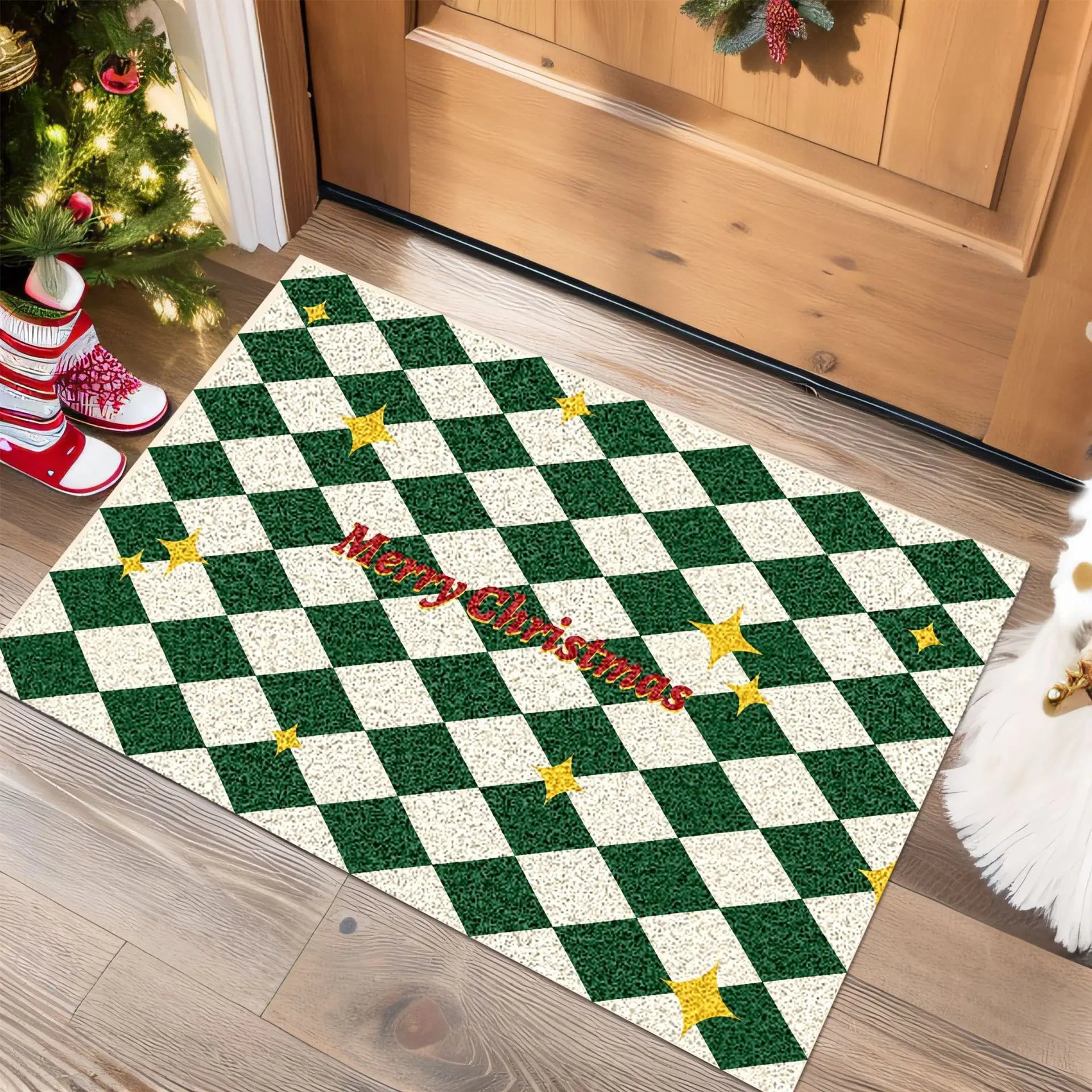 Christmas Festive Style Wire Loop Mat Carpet For Living Room Entrance Door Non-Slip Home Decoration