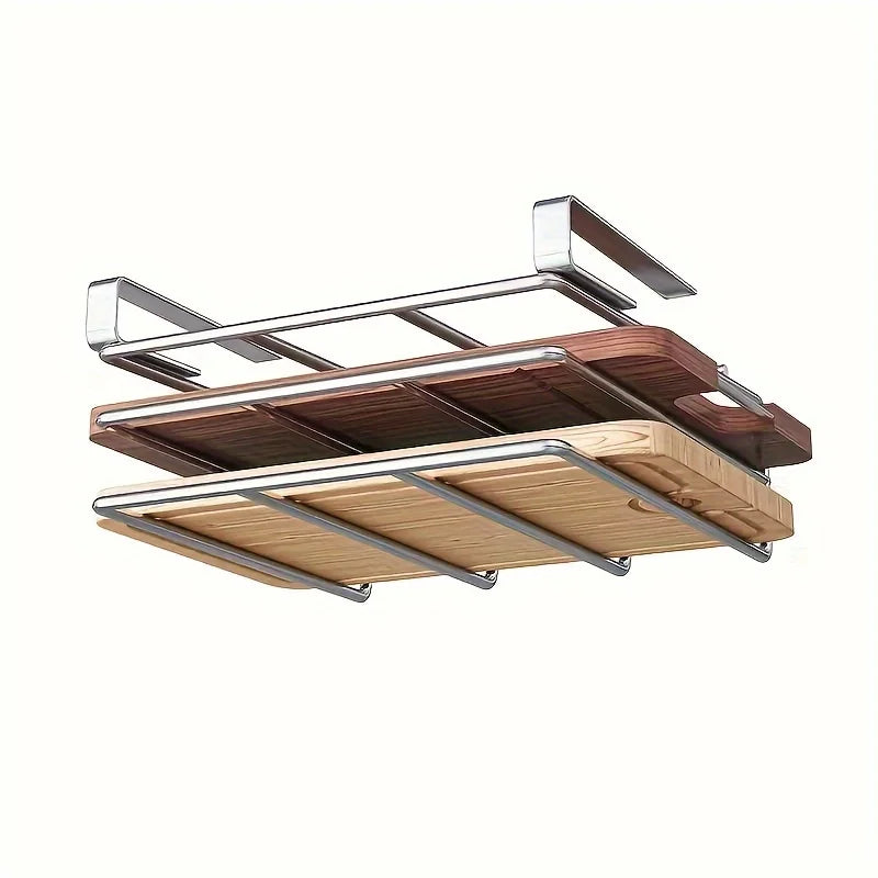 Stainless Steel Double-Layer Kitchen Storage Rack – Cutting Board, Drainer, and Household Organizer Underneath the Cabinet
