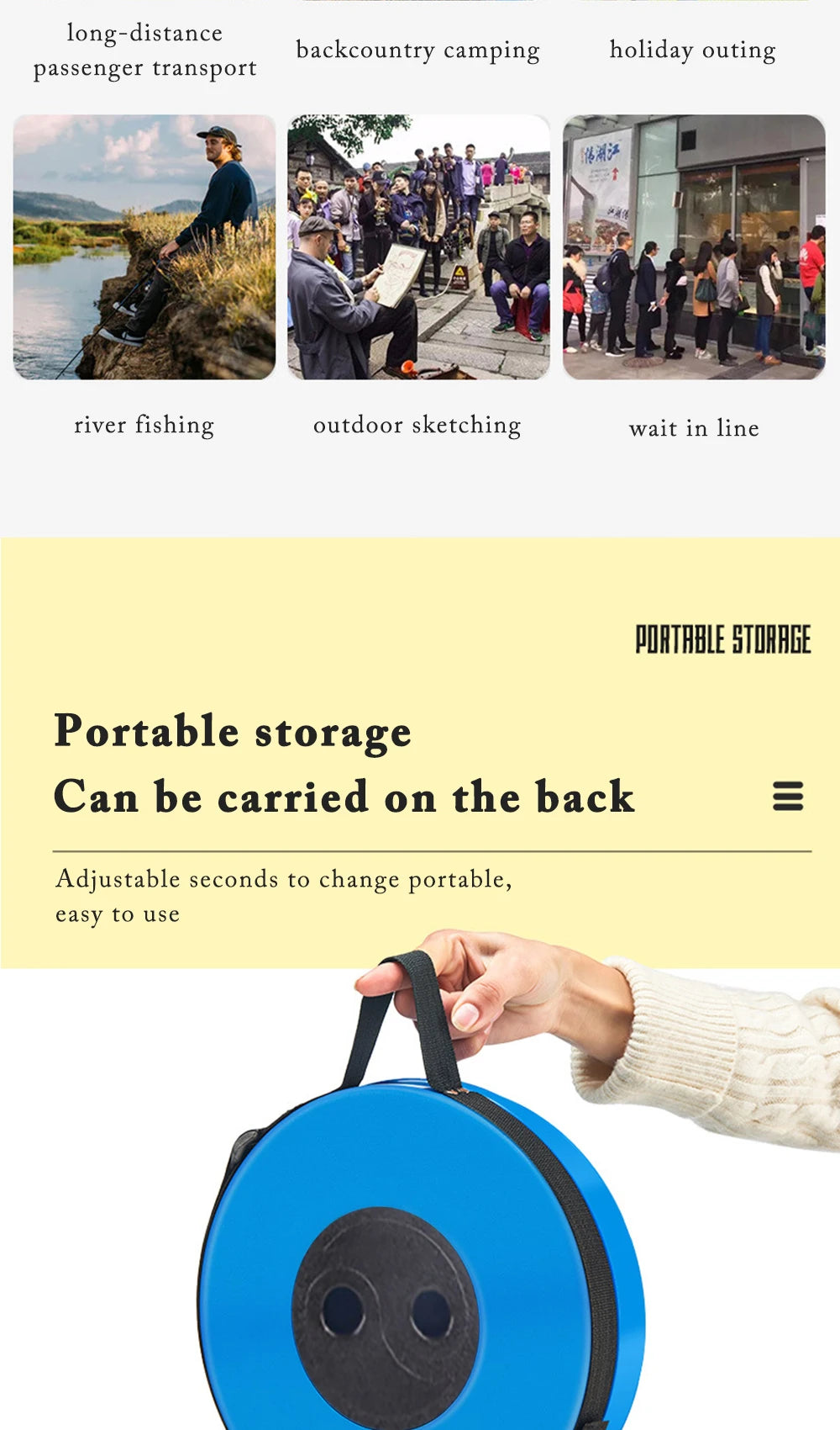 Portable Folding Telescopic Stool Lightweight Plastic Subway Queuing Chair Outdoor Camping Chair Fishing Seat