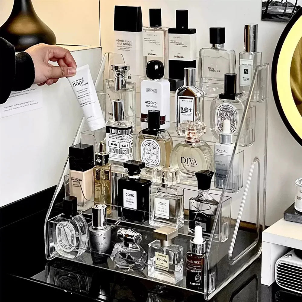 Multi-Layer Desktop Cosmetics Shelf Air Cushion Eyeshadow Tray Storage Box Perfume Display Rack Organizer for Dresser