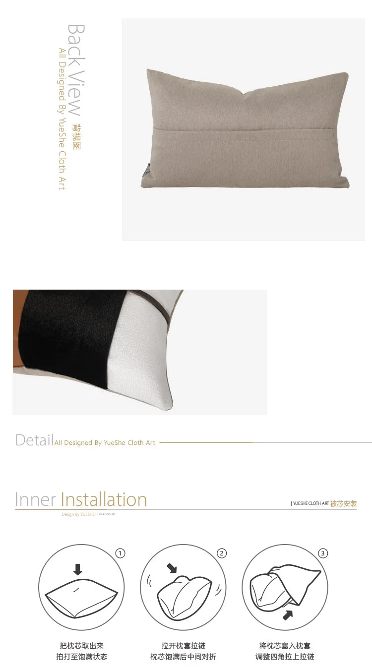 Modern Luxury Model Room Throw Pillow 30 * 50cm Creative Designer's Sofa, Living Room, Square Pillow, Cushion Cover
