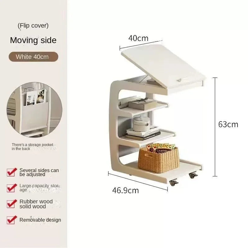 X&D Solid Wood Sofa Side Several Movable Living Room With Wheel Side Cabinet Bedside Shelf Simple Household Coffee Small Table