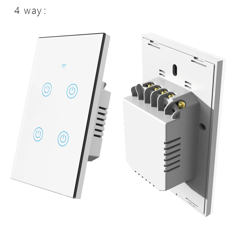 WiFi&Buletooth US Standard Touch Panel Switch Smart Switch Panel 1/2/3/4 Way Works With Tuya Compatible with Google Home