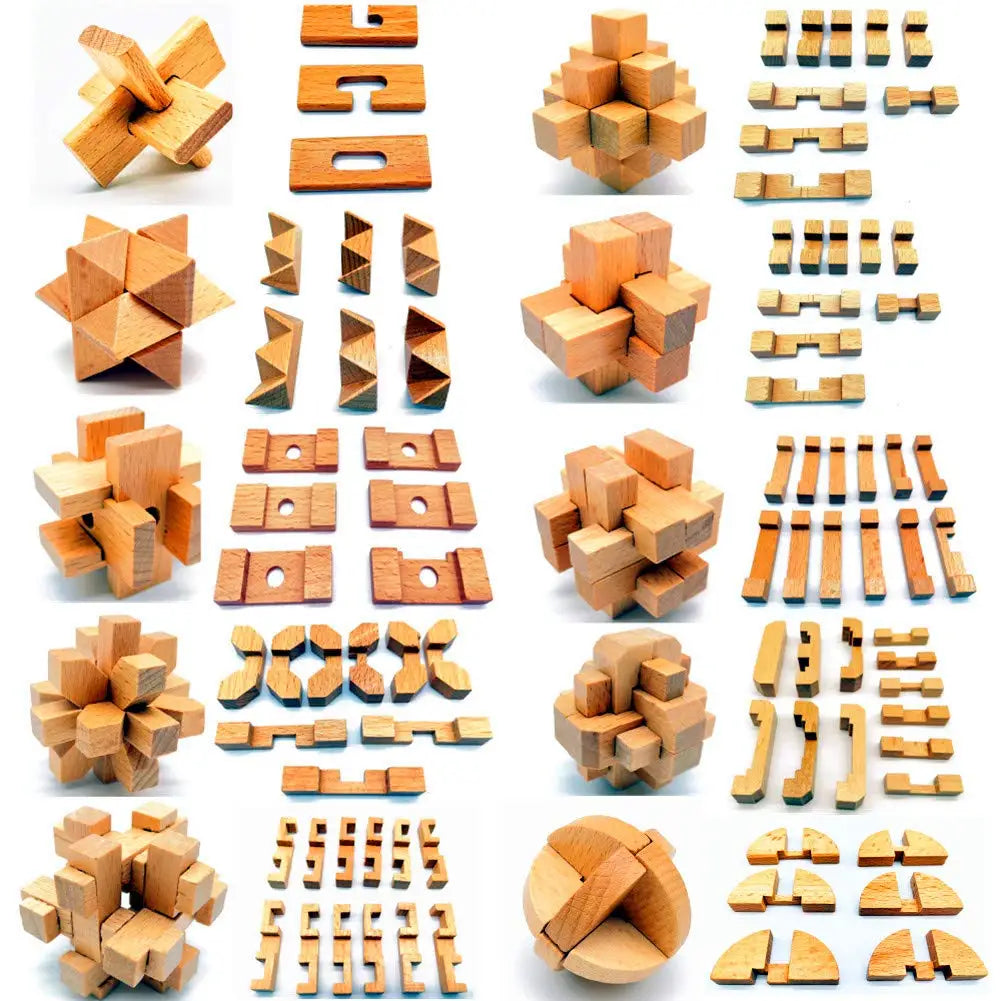 Wooden Kong Ming Lock Lu Ban Lock IQ Brain Teaser Educational Toy for Kids Children Montessori 3D Puzzles Game Unlock Toys Adult