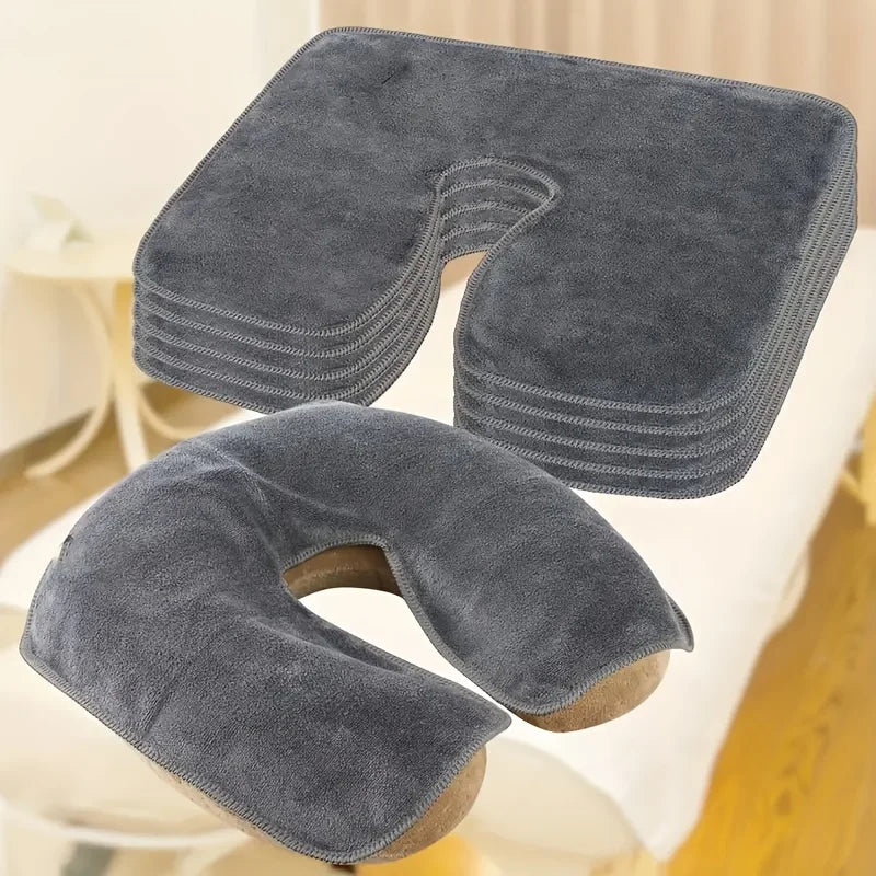 1pc Heart-Shaped U Face Perforated Massage Towel - Soft Fluffless Machine Washable Durable for Spa Beds/Tables & Beauty Parlors