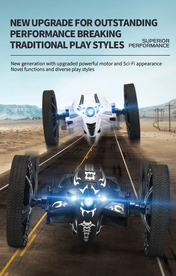 RC Stunt Car With Wifi Hd Camera Bounce Car Flexible Wheels Rotation Led Light Remote Control Jumping Vehicle Toy Gift Q207