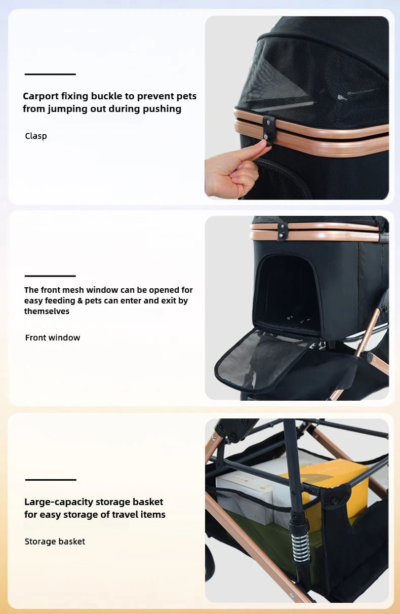 2025 New Pet Stroller Portable Pet Carrier Lightweight Foldable Dog and Cat Stroller Outdoor Travel Pet Stroller