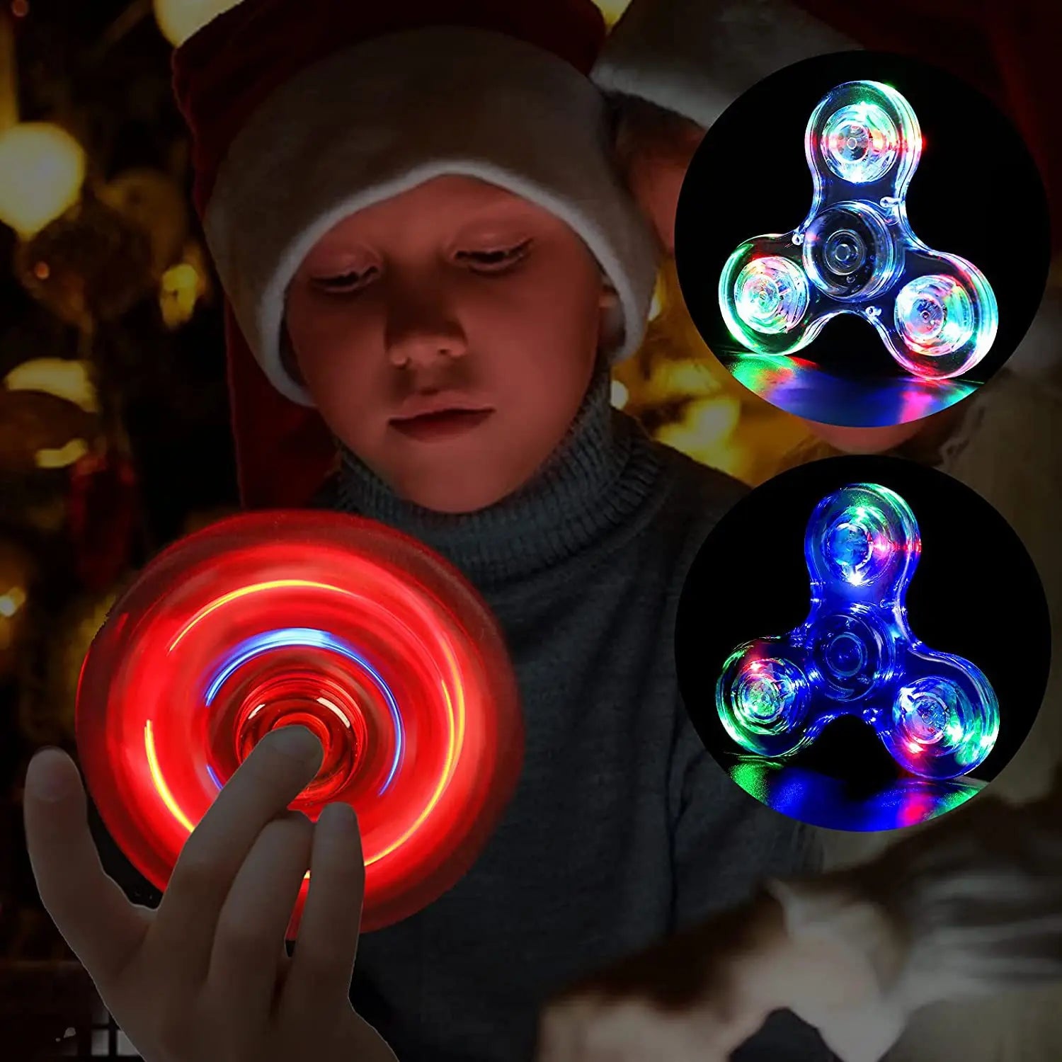 Hand Top Spinners Crystal Luminous LED light Fidget Spinner Glow in Dark EDC Stress Relief Toys Kinetic Relief Gyroscope for
