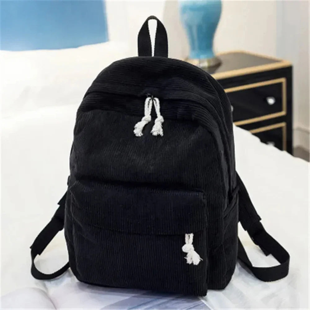 Personalized Corduroy Student Backpack, Anti-Theft Training School Bag for Teens, Unisex Classic Campus Shoulder Bag Knapsack