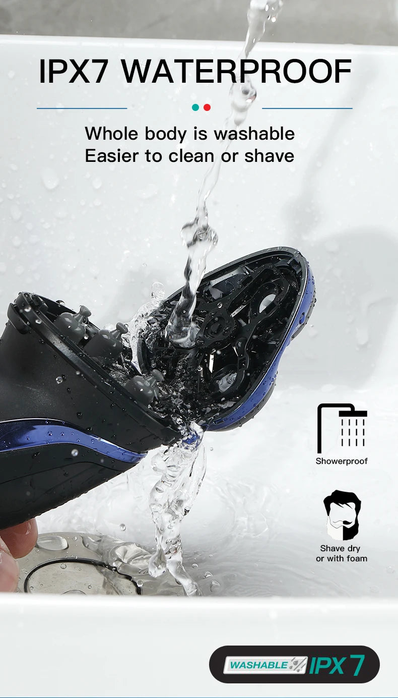 VGR Shaver Electric Razor Professional Shaving Machine Floating Beard Trimmer IPX7 Waterproof Rechargeable Shaver for Men V-306