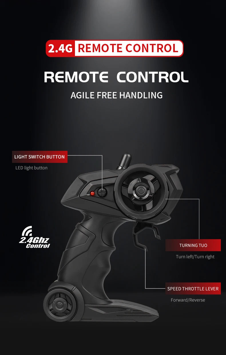 ZWN 1:16 2.4Gh Model RC Car With LED Lights 2WD Off-road Remote Control Climbing Vehicle Outdoor Cars Toys for Boys Girls Gifts