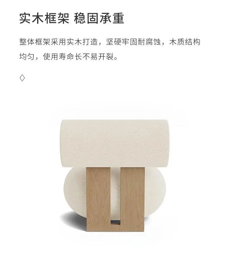 Homestaybalcony Lamb Velvet Single Sofa in The Ancient Style Leisure Back Sofa Chairs Cream Style Solid Wood Sofa Chair