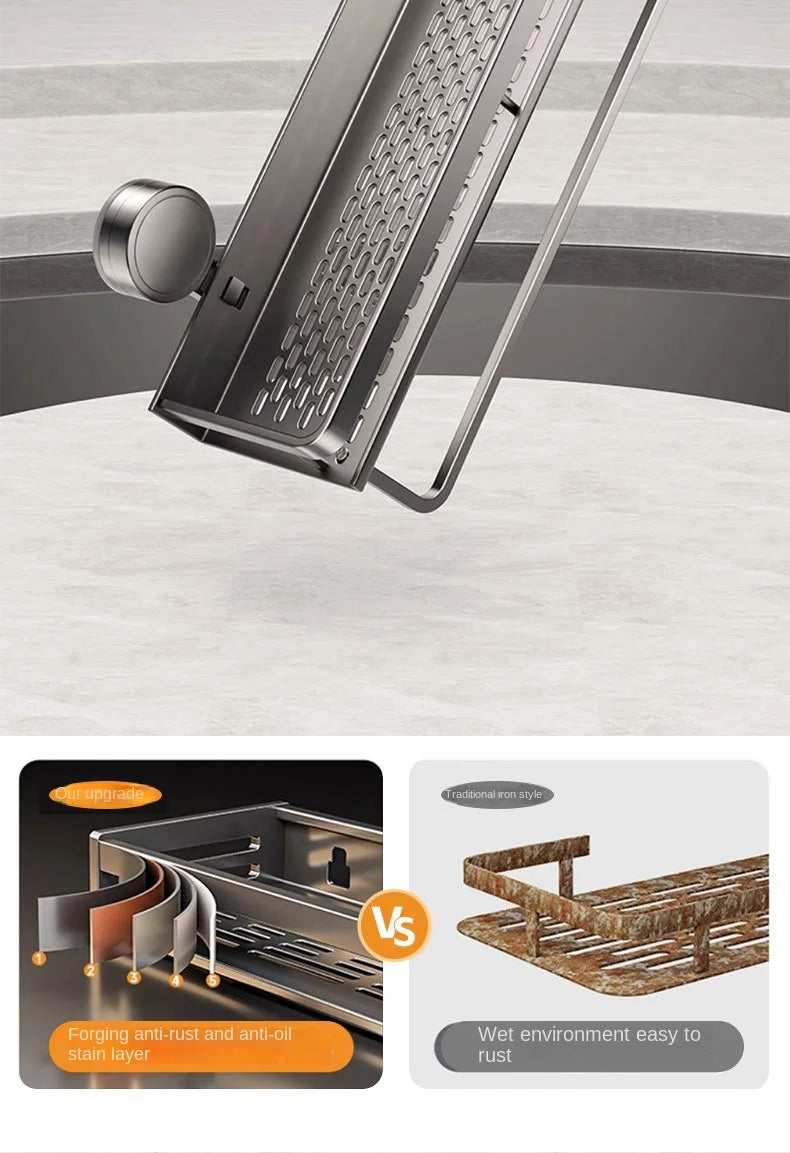 Suction Cup Bathroom Rack Bathroom Shelf Toilet Space Aluminum No Drill Hanging Rack Bathroom Organizer Hang On the Wall