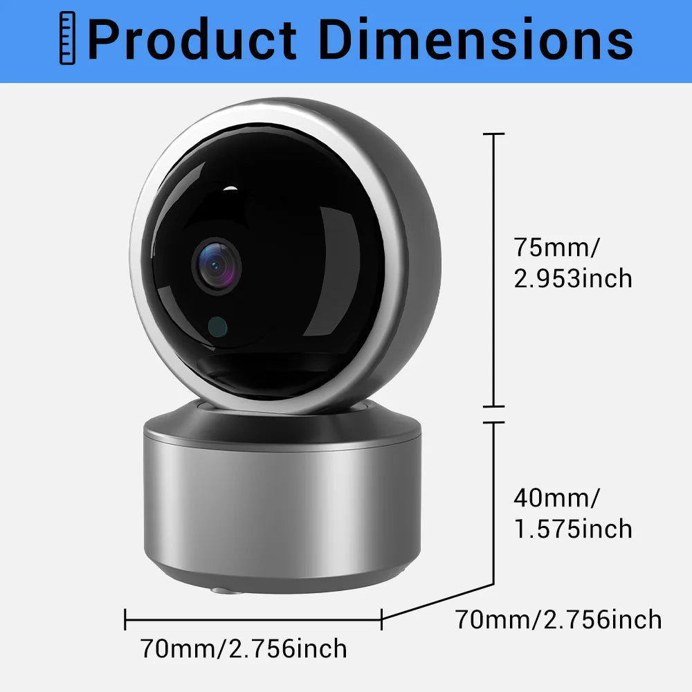 5MP WiFi Baby Monitor Security Camera, Tuya Smart Life APP, 355° PTZ Auto Tracking, IR Night Vision, 2-Way Audio Indoor IP Cam