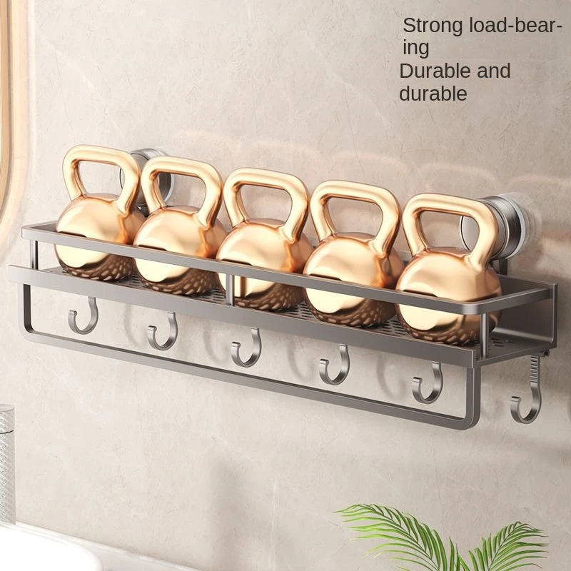 Suction Cup Bathroom Rack Bathroom Shelf Toilet Space Aluminum No Drill Hanging Rack Bathroom Organizer Hang On the Wall