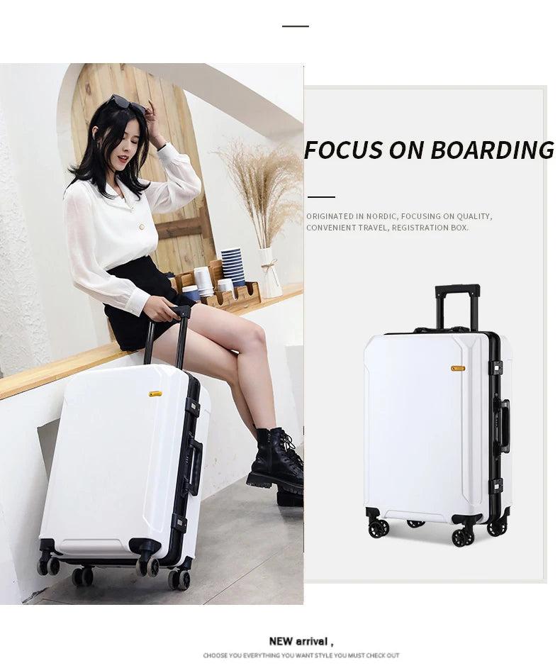 Fashion rolling luggage aluminum frame USB charging trolley suitcase 20/24/26/28 inch students password travel luggage