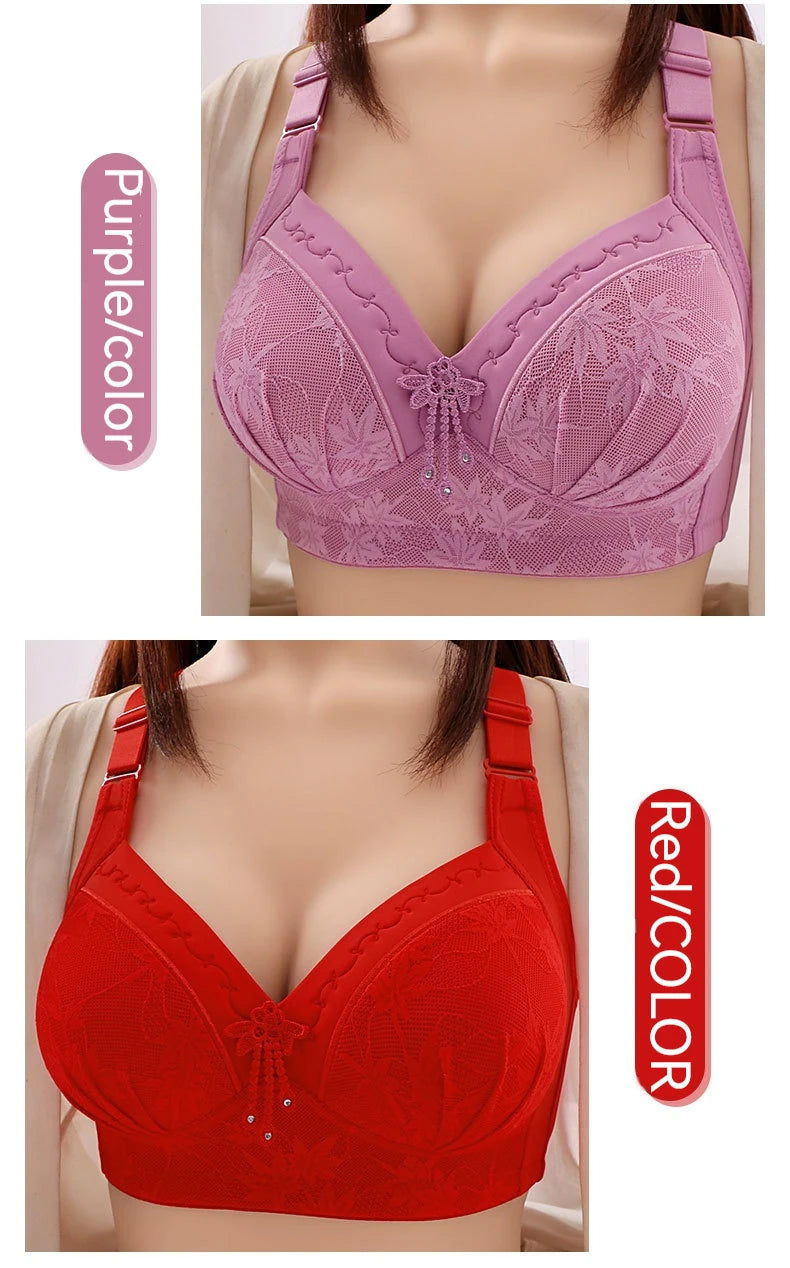 New Lace Printed Oversized Pregnant Women's Breastfeeding Underwear Comfortable Without Steel Ring Gathering Anti Sagging Bra