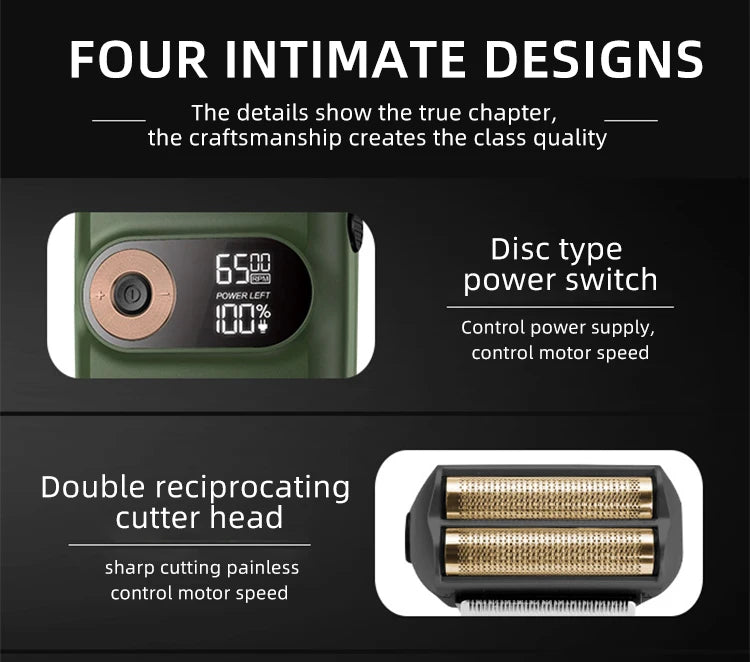 Kemei 2 in 1 Rechargeable Electric Shaver LCD Display Portable Cordless Men Reciprocating Razor Beard Trimmer