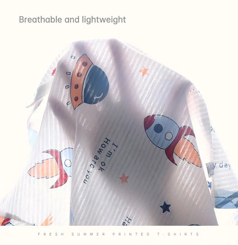 Popular in SummCottonSafe Baby Children Clothes  Set Cute Cartoon Short Sleeve Home Pajama Set Sleepwear Soft Breathable