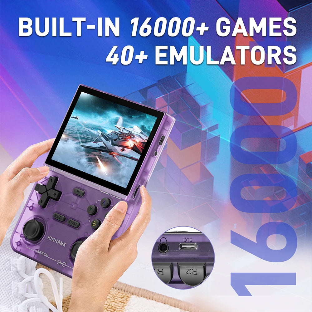 KINHANK K36 Retro Handheld Video Game Console 500nit 3.5 Inch IPS Screen 16000 Games Emulator for PS1/PSP/DC/N64/SS