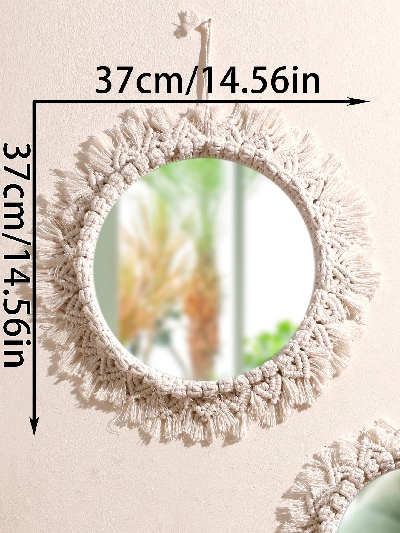 Boho Hand Woven Macrame Decorative Mirrors Wall Hanging Home Decoration Nordic Bedroom Living Room Wall Tapestry Crafts Decor