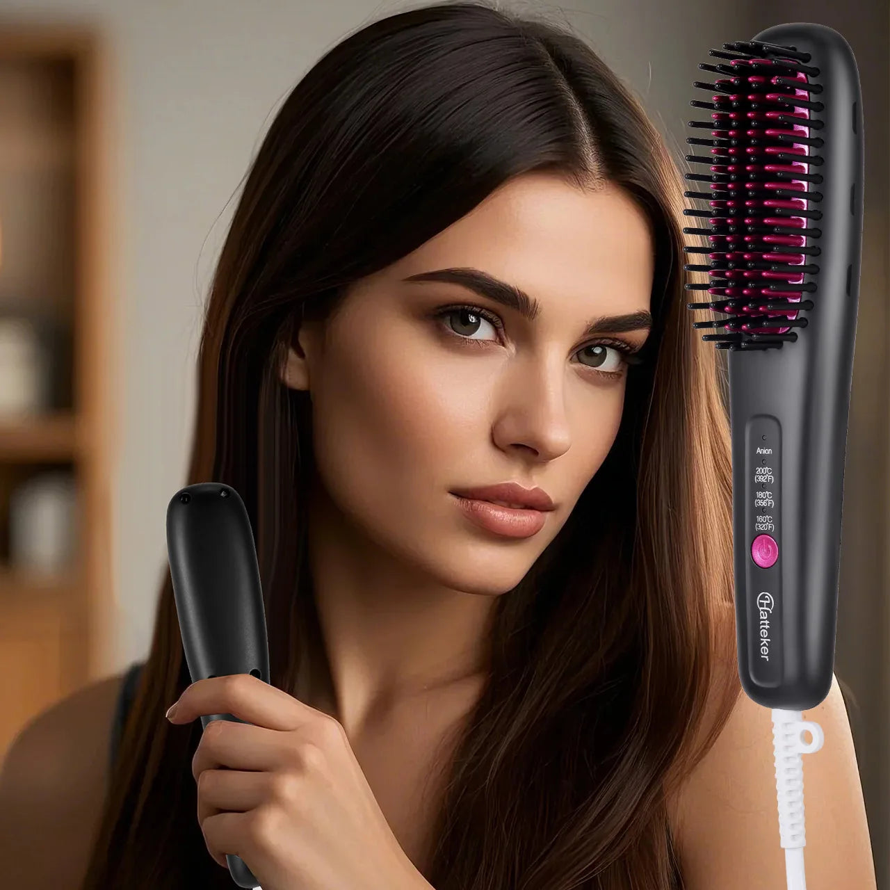 Hatteker Ion Straightening Comb Portable Home Use Negative Multi-temperature Adjustable Straightener New Model Hair Styling Tool