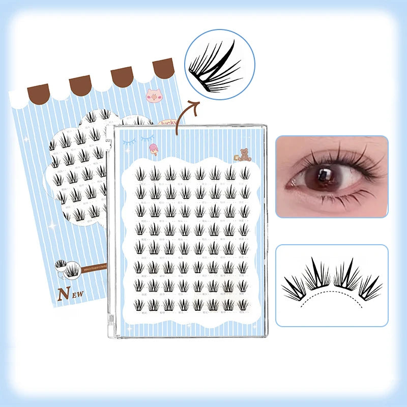 Glue-Free Featherlight Eyelash Strips Ultra Thin Invisible Lashes Easy Snap-On Clusters for Natural Everyday Look Whispy Soft