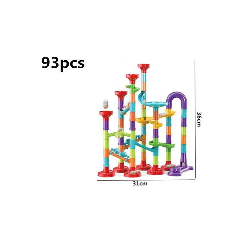 Marble Run Race Track Building Blocks Kids 3D Maze Ball Roll Toy DIY Marble Run Race Coaster Set 80/105/109/133pc Christmas Gift