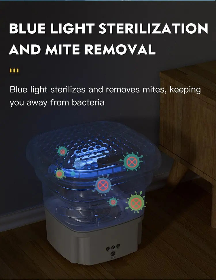 Portable folding washing machine With Spin Dryer Household Automatic Blue Light Sterilization Mini Underwear Laundry Washer