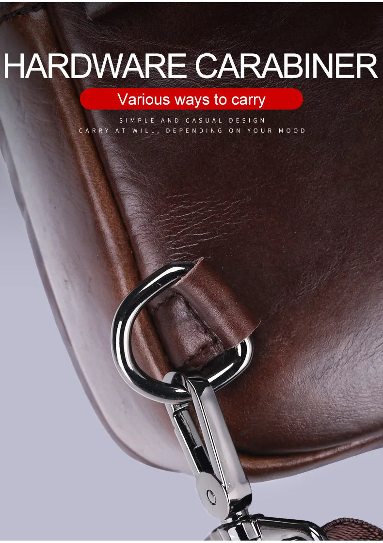 BULLCAPTAIN 2023 The Latest Men's Leather Chest Bag Large Capacity Casual Men's Messenger Bag Classic Leather Chest Bag XB 127