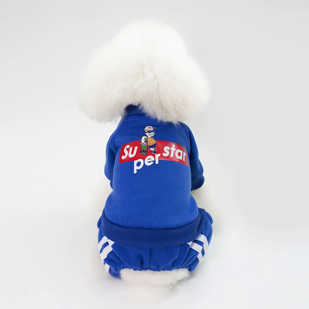 Pet Clothes for Dogs and Cats 4-Leg Hoodie Coat Pet Vest Puppy Clothes Print Design Apparel 5 Sizes Dog Clothes Dog Accessories