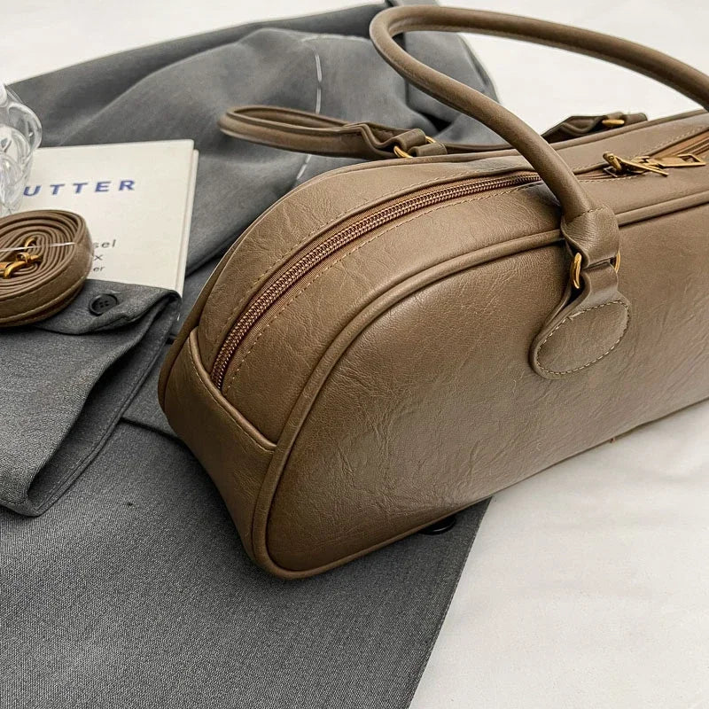 Pu Solid Sewing Zipper Shoulder Bags Soft Baguette Type 2024 High Quality Bags for Women Large Capacity Women's Handbags