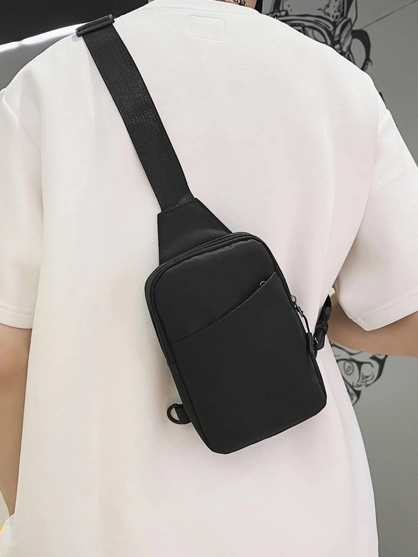 Mini Minimalist Sling Bag Black Messenger Bag Fashion Shoulder Bag Casual Chest Bag Backpack Variable Waist Bag Mobile Phone Bag